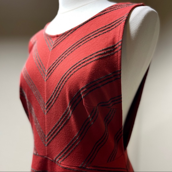 Free People Orange Striped Mini Dress Size L 12 Deep-V Open Arms Fit-And-Flare - Picture 4 of 5